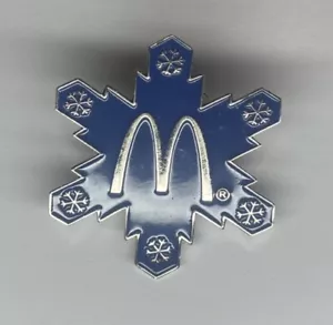 McDonald’s Pin Large Snowflake Vintage Y2K Blue & Silver Metal Lapel Pin - Picture 1 of 3