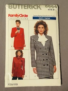 Vintage 80er Butterick Muster gefüttert Kleid Jacke Blazer # 6664 ungeschnitten Gr. 12-16 - Bild 1 von 2