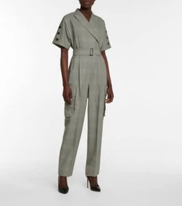 NEW Max Mara Grey Houndstooth Bari Welt Pockets Jumpsuit AU/UK 8 US 6 EUR BNWT - Picture 1 of 16