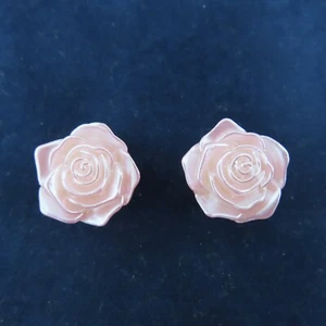 PEARLY PINK ROSES Shoe Charms for Clogs Wristbands Set 2 Rose Flowers Luxury - Picture 1 of 8