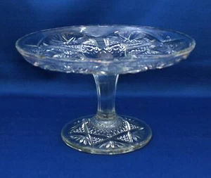 Antique EAPG Imperial Glass 8-inch Cake Plate Star & File / Star & Hobstar - Picture 1 of 10