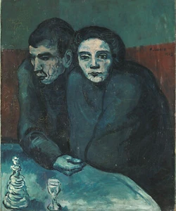 Man and Woman in Cafe (1903) Signed Pablo Picasso - 17"x22" Fine Art Print-00433 - Picture 1 of 1