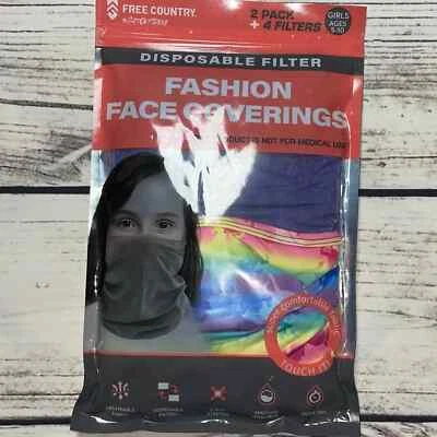 (OS) Máscara facial de moda Free Country Girls cubierta (5-10 años) paquete de 2 paquetes múltiples Foto 1 de 4