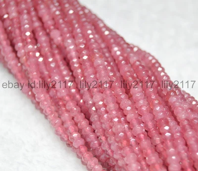 Natural 2x4mm Faceted Strawberry Crystal  Rondelle Gems Loose Beads 15 Inch AA - Image 1 of 4