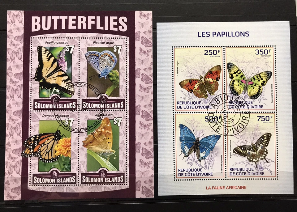2x Butterflies / Insects / Fauna  - stamps - CTO - Del.10 - Image 1 of 1
