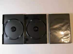 Juego de 2 soportes negros de almacenamiento de medios CD DVD DVD Blu-Ray de doble disco - Imagen 1 de 2