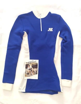 ESCLASSAN - Maillot cycliste acrylique manches longues bleu/blanc - NOS - 1980 - Photo 1/4