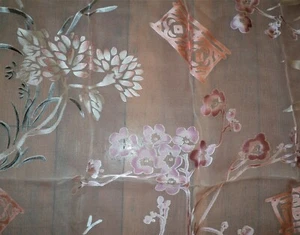 Vtg Hi-Low Shimmery SILK SCARF Handrolled JAPAN 20" Square - Peach Silver Pink - Picture 1 of 4