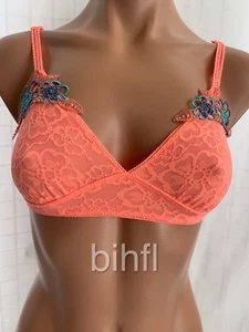 Aerie / Reggiseno ~ Bralette / Trasparente con accenti di pizzo colorato all'uncinetto / Arancione / XS - Foto 1 di 4
