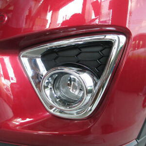 Chrome Front Fog Light Lamp Cover Trims For Mazda CX-5 CX5 2012-2015