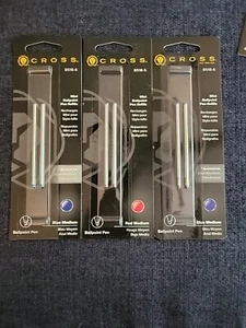 Lot of 3 Cross Mini Ballpoint Pen Refill Blue & Red  8518-6 8518-5 Medium  - Picture 1 of 2