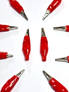 Crocodile Clip Connectors - Red - 10 Pack - Test Lead clips - UK Free P&P - Picture 1 of 2