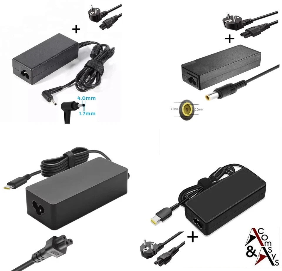Netzteil Lenovo 90W 65W 45W 20V-5V 2.25A 3.25A 4.5A USB-C Runde Tip 7.9mm 4.0mm - Bild 1 von 1