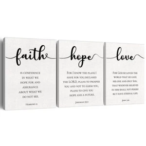 Bible Verses Canvas Wall Art Faith Hope Love Wall Decor for Bedroom Living Room - Picture 1 of 5