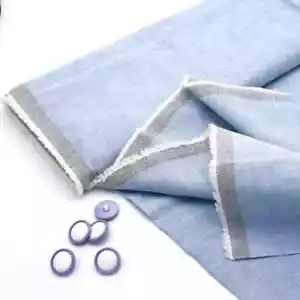 Cambray de lino y algodón teñido con hilo Breeze - azul lavado pálido - confección - Imagen 1 de 4