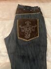 Vintage Russo Mens Jeans, Embroidered Fur-like Accent Pockets 34/34 New W/O Tags