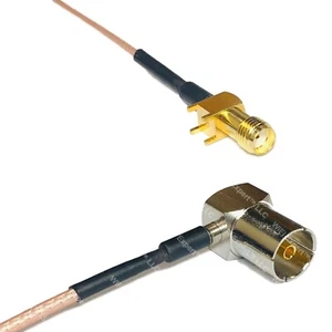RG178 SMA Female PCB to DVB Pal Female Angle Coax RF Cable USA-Ship - Picture 1 of 1