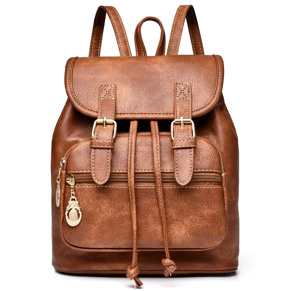 Women Mini Backpack Purse Small Cute Retro Leather Daypacks Convertible Brown