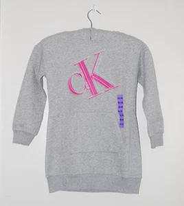 NWT Calvin Klein Girls Heather Gray Logo LS Sweatshirt Hoodie Dress sz XS S M - Picture 1 of 15