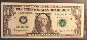 1993 $1 * STAR* NOTE ATLANTA SUPER LOW SERIAL NUMBER 940 #PM_032 - Picture 1 of 3