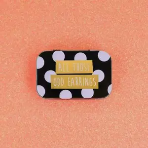 All Those Odd Earrings Tin - Fun Small Storage Box - Picture 1 of 1