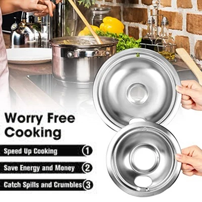 Stainless Steel Drip Pans Stove Burner Drip Bowls Replacement Drip Bowls - Image 1 of 4