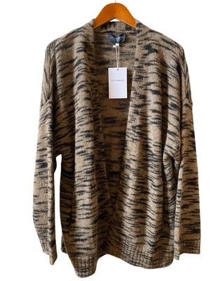 Lucchese x W.Cashmere Doreen Tiger Print Cardigan Sz L Wool Brown Black NWT - Image 1 of 4