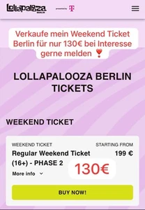 Lollapalooza Weekend Ticket Berlin 12-13 Juli 2025 ! Super Angebot :) - Bild 1 von 1