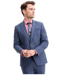 Bar Iii Mens Slim fit Suit Jacket Blazer 42 L Blue Solid - Picture 1 of 2