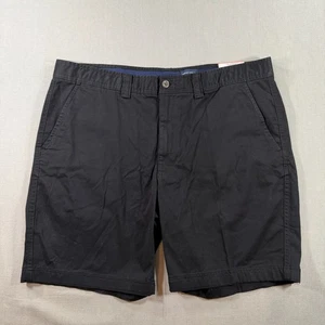 NWT St Johns Bay Flat Front Shorts Mens 40 Black Comfort Stretch Chino - Picture 1 of 8