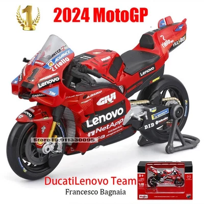 1:18 2024 Squadra Ducati Lenovo # 1 Bagnaia Campione Pilota Moto GP Corsa Alliag - Immagine 1 di 4