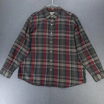 LL Bean Shirt Mens Large Green Red Plaid Long Sleeve Button Front Casual Cotton - Image 1 of 4