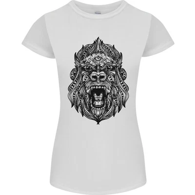 T-Shirt Femme Petite Mandala Art Singe - Photo 1/4