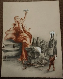 Plaquette carte de menu Ch. Hirvyl 1930 G. Pignot Illust. - Imagen 1 de 10