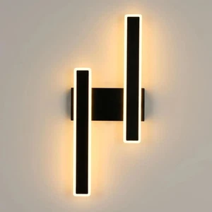 LED Wandleuchte schwarz rechteckig Acryl 46x18cm warmweiß 3000K Innenbeleuchtung - Bild 1 von 6