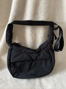 Athleta Purse All About Crossbody Bag Black Shoulder Strap Nylon Large Zip Top - Picture 1 of 7