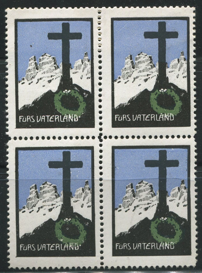 Austria WWI Patriotic Fürs Vaterland Mountain Cross Charity Stamps Cinderella - Image 1 of 1