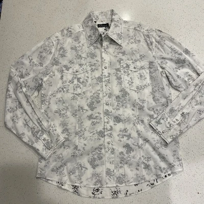 Camisa ocidental masculina 7 diamantes L pérola botão de pressão listrada manga longa rodeio - Imagem 1 de 4