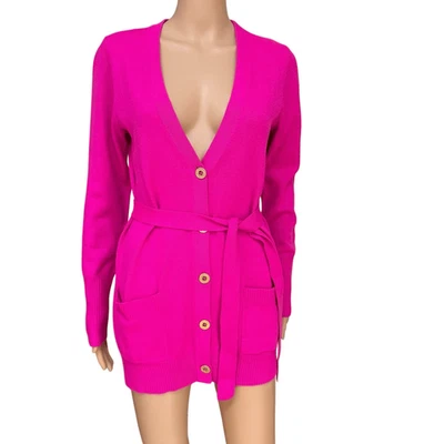 Cárdigan Lilly Pulitzer Fucsia Cinturón Jocelyn Suéter Cárdigan Talla M Foto 1 de 4