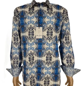 NWT ROBERT GRAHAM MELCHOR BLUE WHITE EMBROIDERY BAROQUE PAISLEY COTTON SHIRT 3XL - Picture 1 of 13