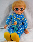 Mattel Mrs. Beasley Doll 1967 Glasses Apron Bib Pull String Doesn't Work w/ Mini