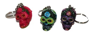 1 x Sugar Skull Day of The Dead, Dia de los Muertos, Colorful Keychain 1.25" - Picture 1 of 7