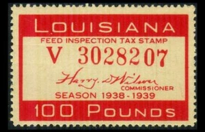 LOUISIANA LA FE64 State Revenue 100lb RED 1938-9 FEED INSPECTION MNH Lot G-566 - Picture 1 of 1