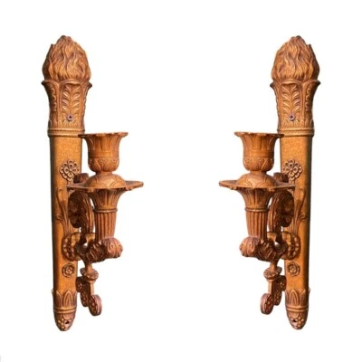 一对法国帝国古董火炬形壁灯 — 第 1/4 张图片