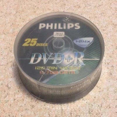 Philips Rewritable DVD+R Spindle Pack of 25, 120 mins, 4.76GB Data, New Sealed - Image 1 of 4