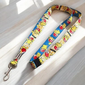 Nintendo Pokemon Pikachu in Ash Hat Lanyard w Metal Clip Cute ID Badge Holder - Picture 1 of 6