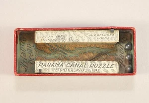 Rare Patented 1912 Panama Canal Puzzle Antique Dexterity Bead Game Toy - Picture 1 of 4