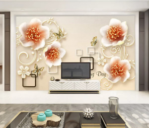 Papier peint papier peint 3D feuille de fleurs rose 2938 imprimé mural peintures murales intérieures CA Coco