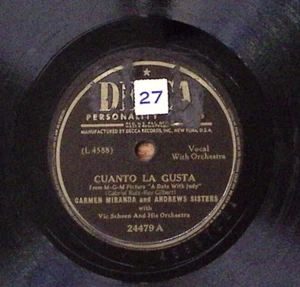 CARMEN MIRANDA & ANDREWS SISTERS CAUATO LA GUSTA/THE MATADOR DECCA 78 RPM 265 - Picture 1 of 3