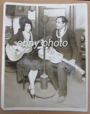 1920s Vintage 8x10 b/w hawaiian photograph - woman/man ,National guitar, old mic